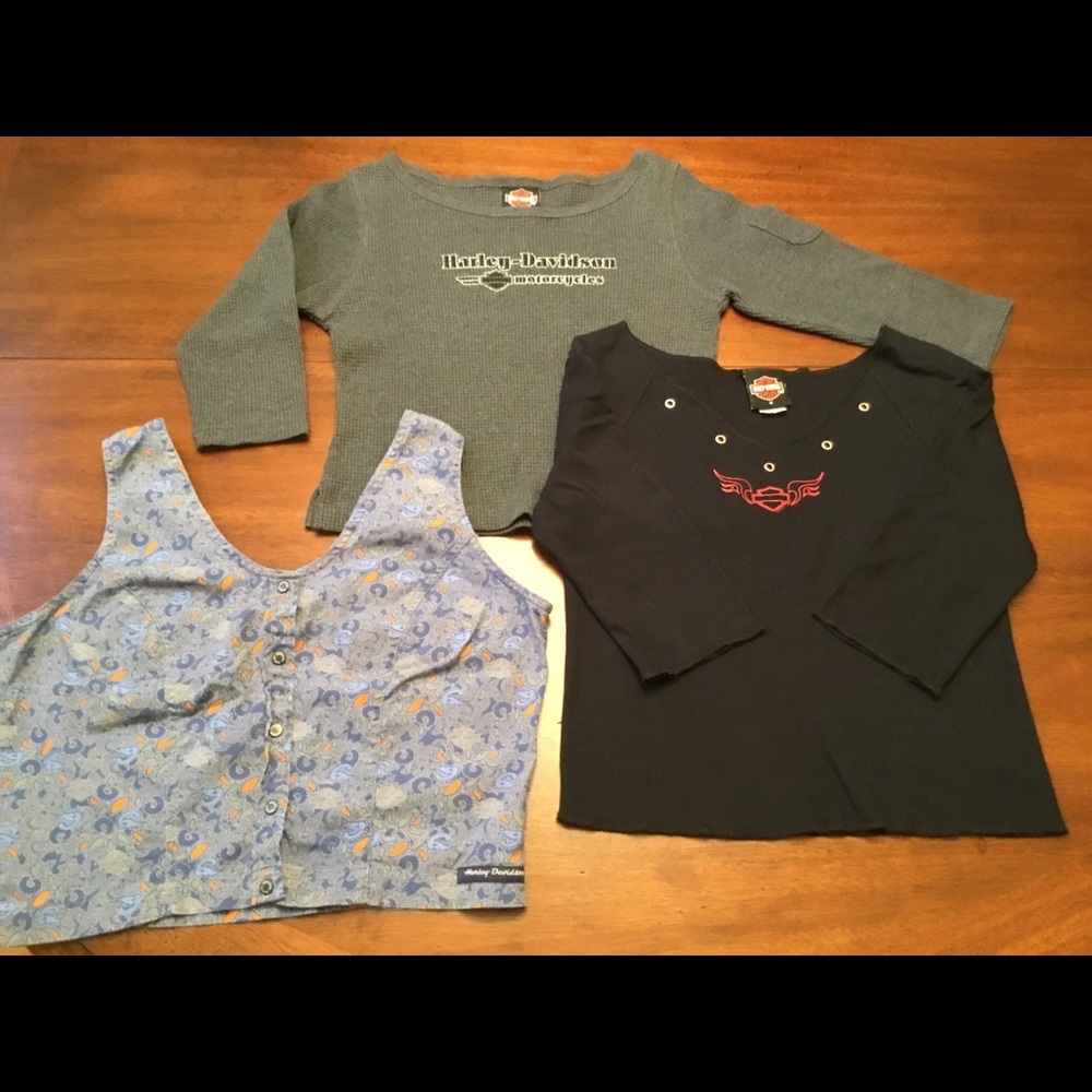 SOLD....Harley Davidson Vintage Crop Tops (3)